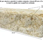 Natural yellow marble blocks and edging for flower beds and gardens, aged finish, 25 cm x 8 x 8 cm.