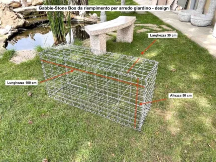 Galvanised Box Stone gabion for pebbles/stones, 100 cm x 50 cm x 30 cm.