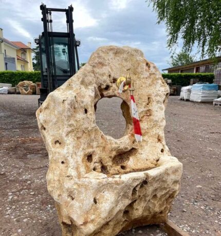 Unique hollowed natural rock garden fountain, Model F15. Weight 350 kg &ndash; height 95 cm.