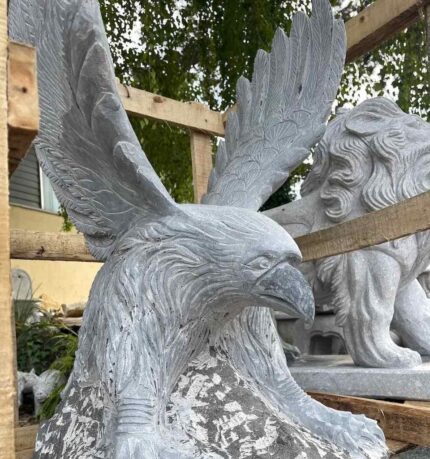 Marble/stone eagle sculpture, hand-carved from a single block of stone. UNIQUE PIECES.