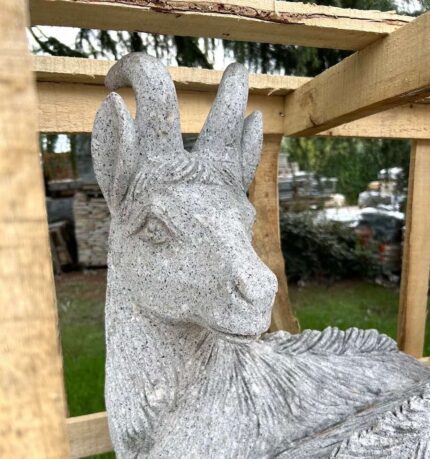 Pair of granite ibex sculptures, hand-carved from a single block of granite/stone. UNIQUE PIECES.