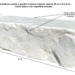 Blocchetti-cordoli-bordure per aiuole e giardini in pietra naturale, marmo Bianco con superficie anticata, misura 25cm x 8 x 8cm.