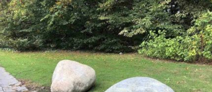 Giant mixed-colour river boulders.