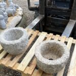 Vaso/fioriera/lavello in granito CHIARO-GIALLINO fatta a mano, rotonda, diametro 30 cm